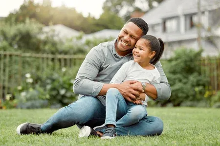 family playing outside